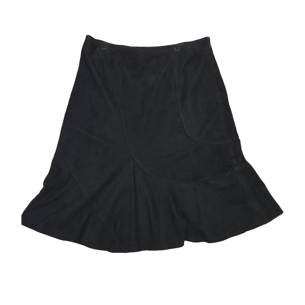 VS2 Vakko Vintage Y2K Goat Suede Leather Trumpet Skirt Women's Size 6 Black